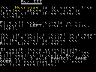 Rox III title screen for ZX Spectrum